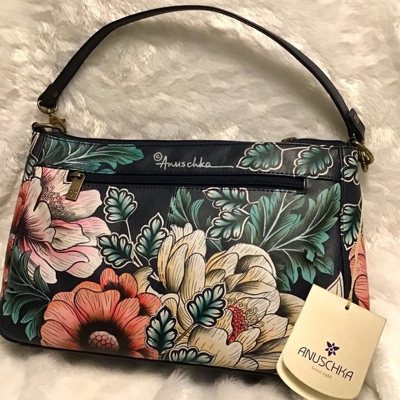 Anuschka Handbags - Anuschka Evening Floral Hand-Painted Leather Shoulder Bag NWT